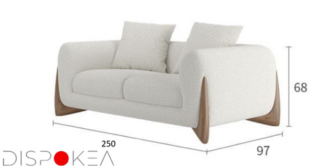 Salon : Canapé 3 Places + Fauteuil Nordique Bois Noyer : Élégance Minimaliste Pour Les Petits Espaces