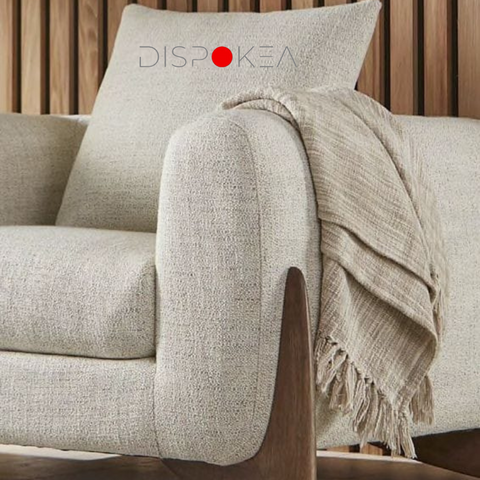 Salon : Canapé 3 Places + Fauteuil Nordique Bois Noyer : Élégance Minimaliste Pour Les Petits Espaces