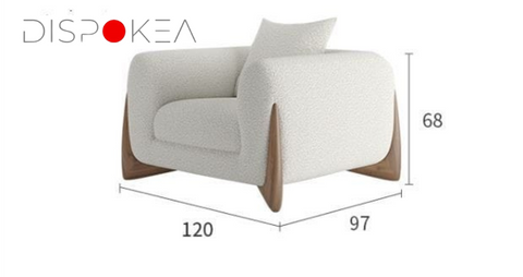 Salon : Canapé 3 Places + Fauteuil Nordique Bois Noyer : Élégance Minimaliste Pour Les Petits Espaces