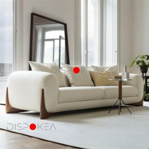 Salon : Canapé 3 Places + Fauteuil Nordique Bois Noyer : Élégance Minimaliste Pour Les Petits Espaces