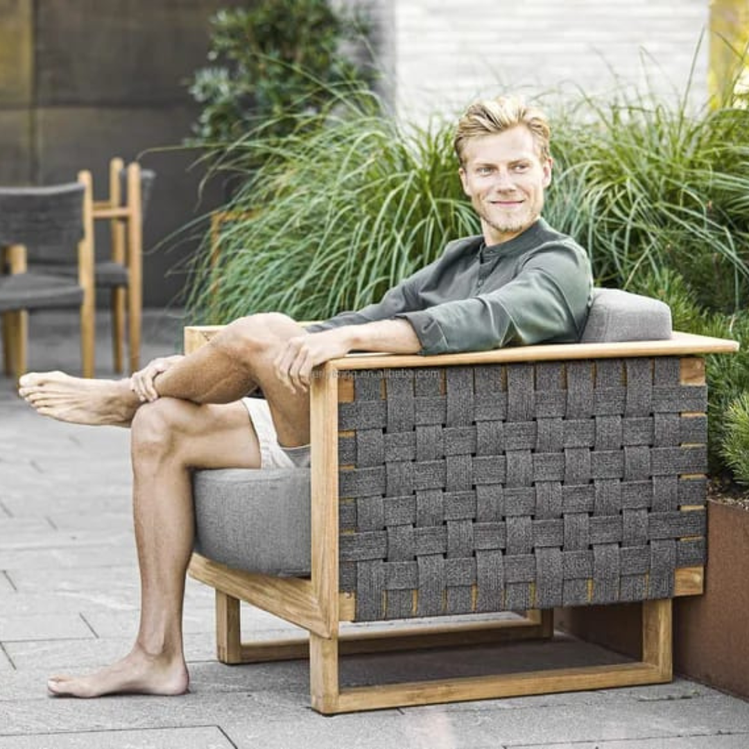 Ensemble de Canapés Extérieurs de Luxe en Teck - Canapé 2 places + 2 fauteuil + table basse