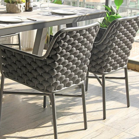 Chaise extérieure de corde de jardin de restaurant en aluminium lavable par concepteur commercial moderne