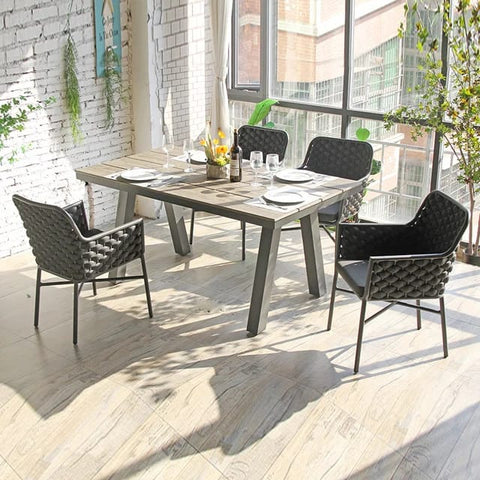 Chaise extérieure de corde de jardin de restaurant en aluminium lavable par concepteur commercial moderne