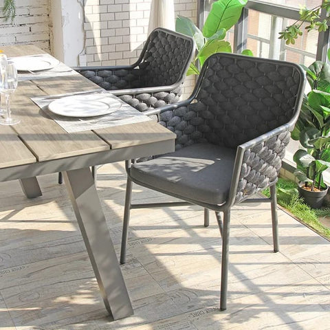 Chaise extérieure de corde de jardin de restaurant en aluminium lavable par concepteur commercial moderne