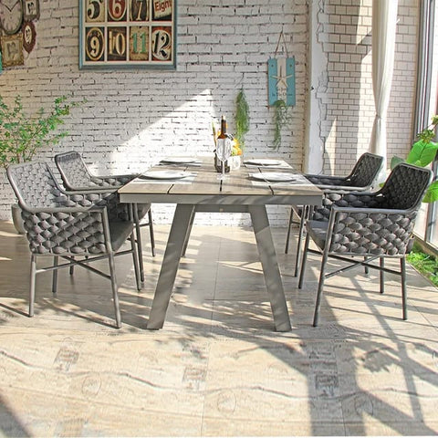 Chaise extérieure de corde de jardin de restaurant en aluminium lavable par concepteur commercial moderne