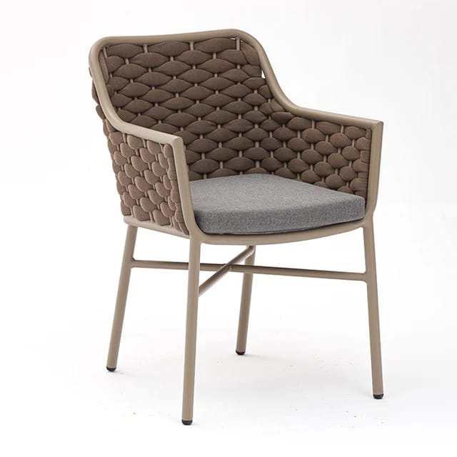 Chaise extérieure de corde de jardin de restaurant en aluminium lavable par concepteur commercial moderne