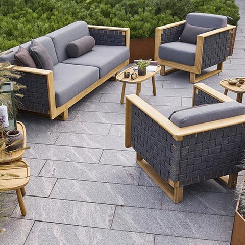 Ensemble de Canapés Extérieurs de Luxe en Teck - Canapé 2 places + 2 fauteuil + table basse